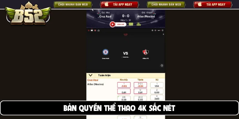 Bản quyền thể thao 4K sắc nét