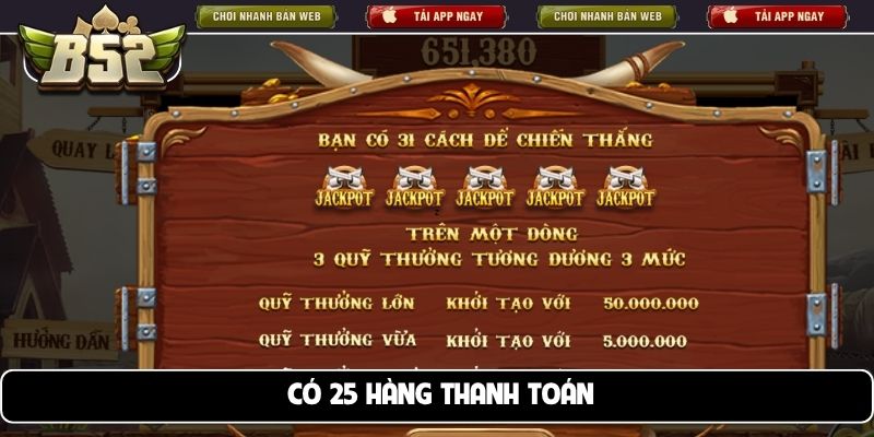 Có 25 hàng thanh toán
