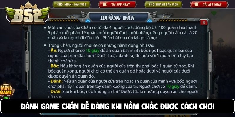 Đánh game chắn dễ dàng khi nắm chắc được cách chơi